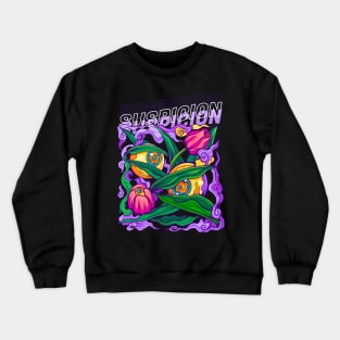 Suspicion Eyes and Tulip Flower Crewneck Sweatshirt